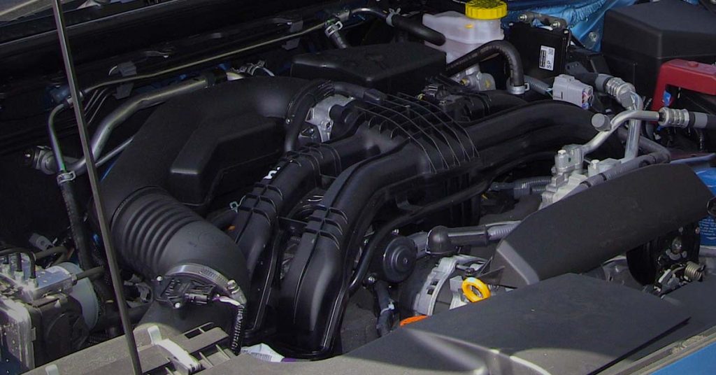 The engine of the Subaru Impreza Sport