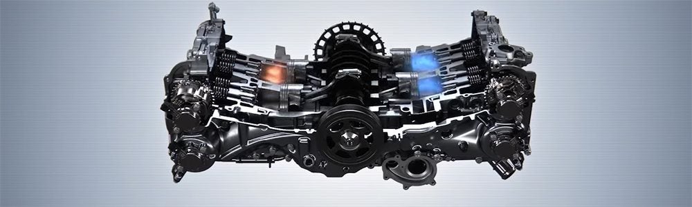 Subaru BOXER engine piston layout is horizontal