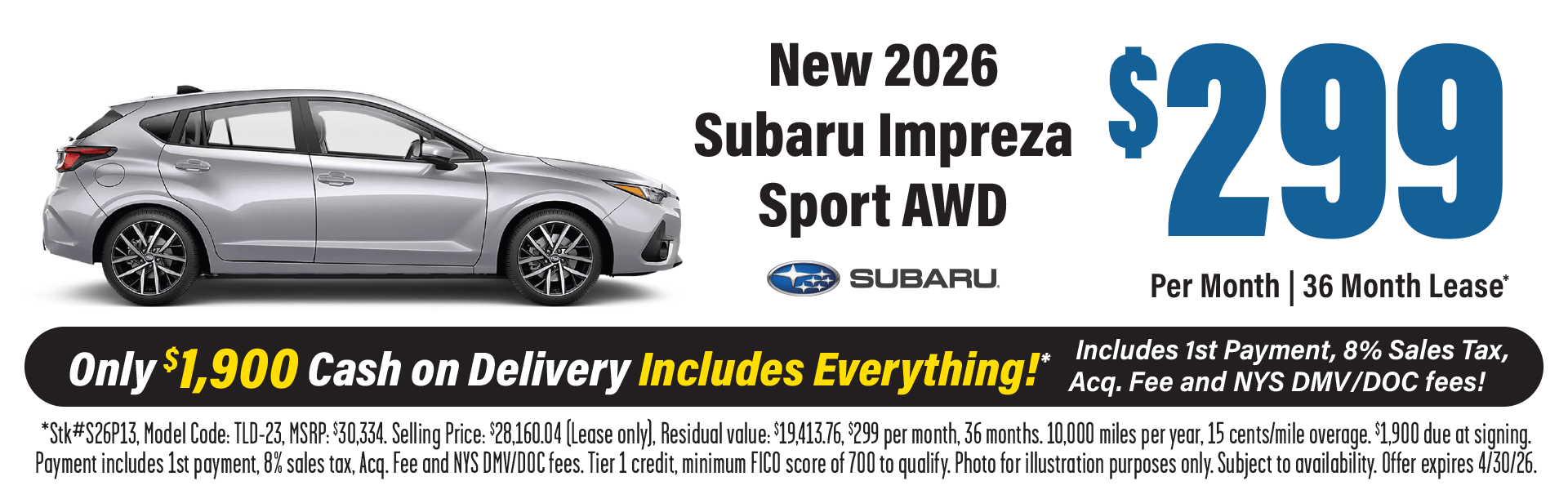 2026 Subaru Impreza Lease