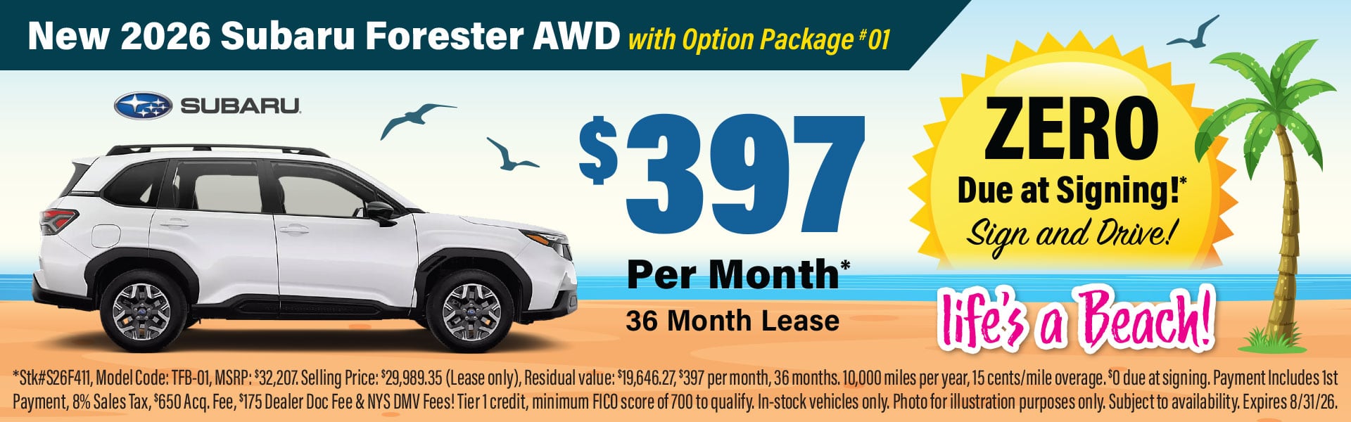 2026 Subau Forester Lease