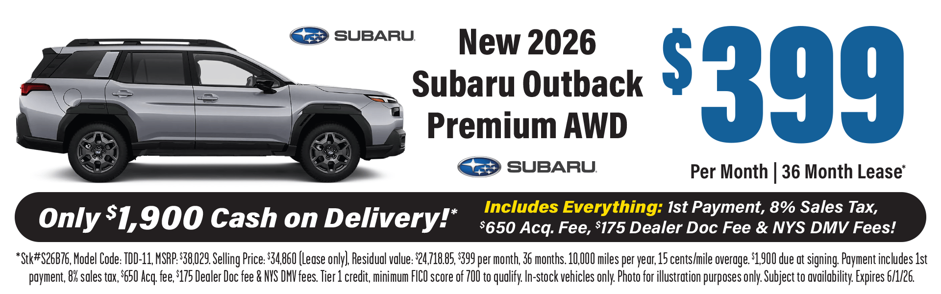 2026 Subaru Outback Lease