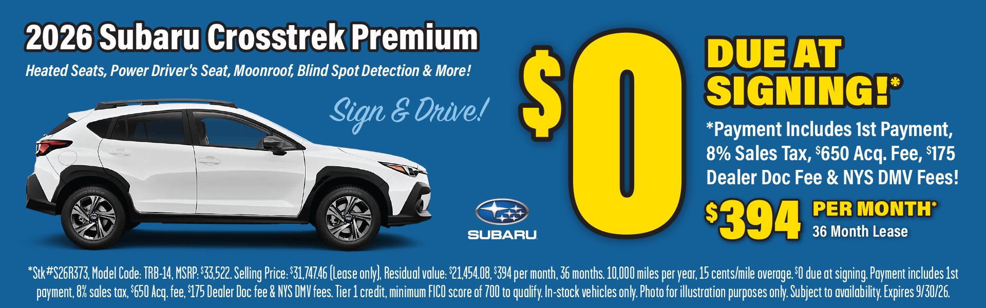 2026 Subaru Crosstrek Lease