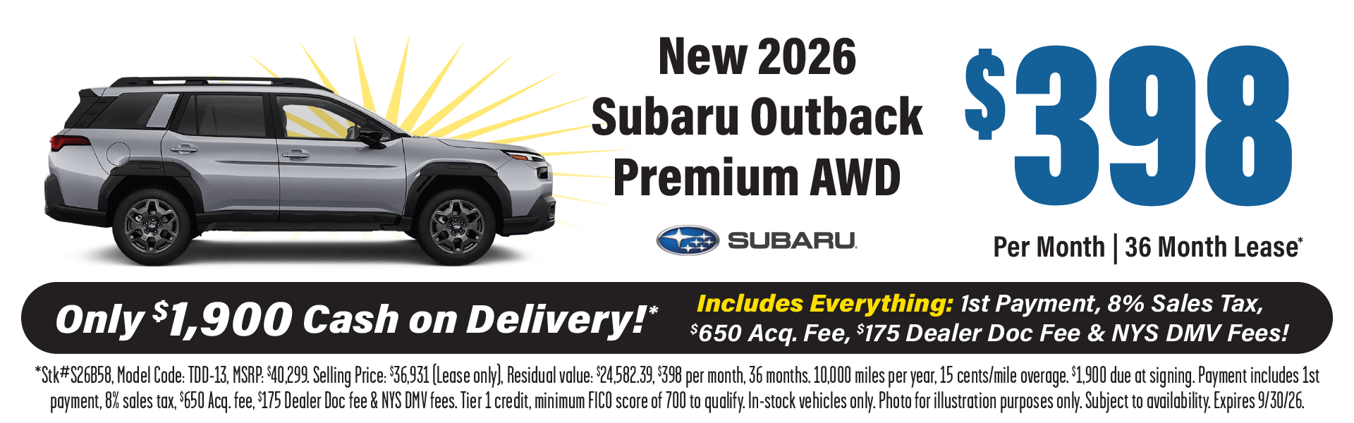 2026 Subaru Outback Lease