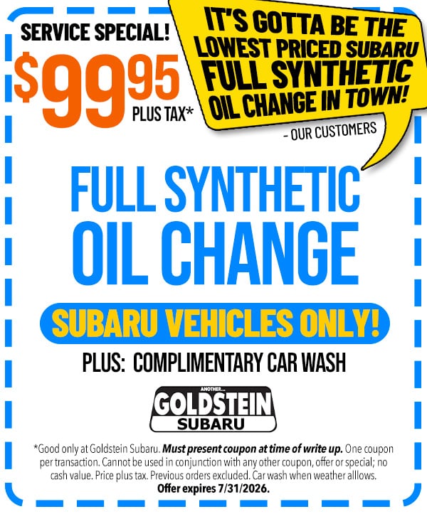 Full Synthetic Oil Change for Your Subaru! $99.95*
