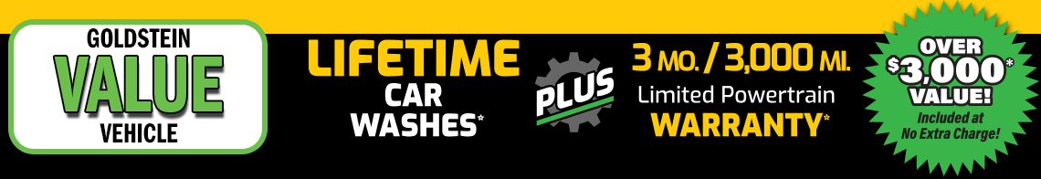 Lifetime Car Washes and a 30 month / 3,000 miles Limited Powertrain Warranty on used VALUE category vehicles in stock at Goldstein Subaru in Albany, NY